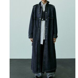 NWT Zara TRF Collection Denim Trench Coat